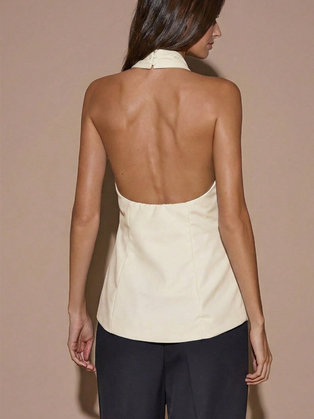 Apricot Sexy Women's Elegant Halter Backless Blouse - Picture 2 of 4
